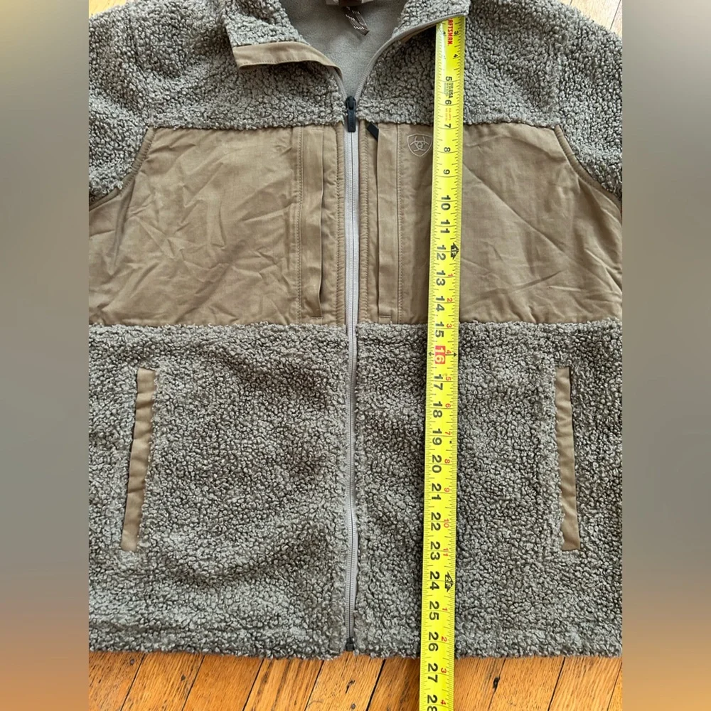 ARIAT mens M Grizzly canvas bluff jacket with sherpa lining.brown - Picture 7 of 8